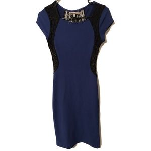 Bailey Blue Bodycon Dress w/ Black Lace